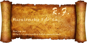 Ruzsinszky Fáta névjegykártya